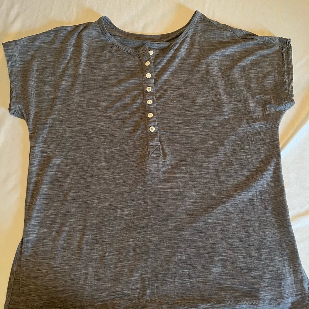 Gray Henley Short Sleeve Tee